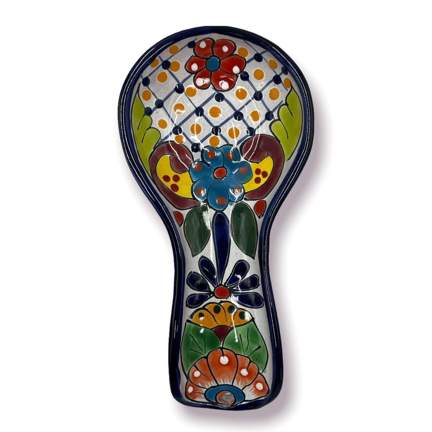 Colorful Mexican Talavera Utensil Rest | Handmade Spoon Rest