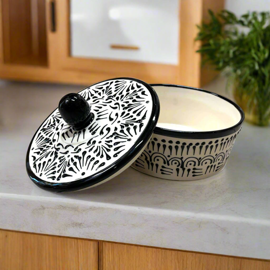 Black Talavera Tortilla Warmer - Tortillero Negro