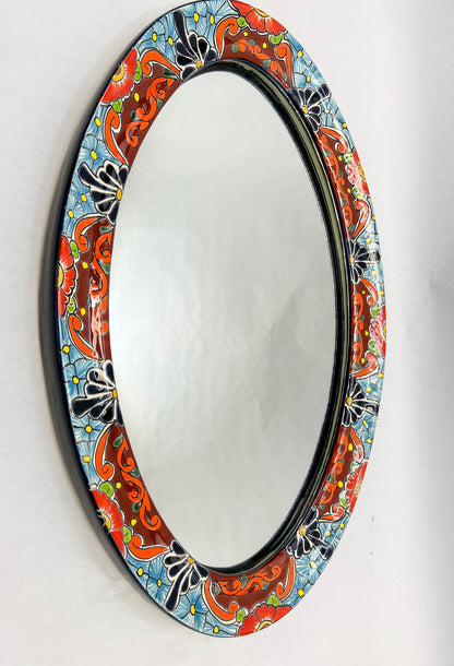 Talavera Mexican Mirror Oval Mirror 25 Inches Wall Decor Mexican Espejo Talavera