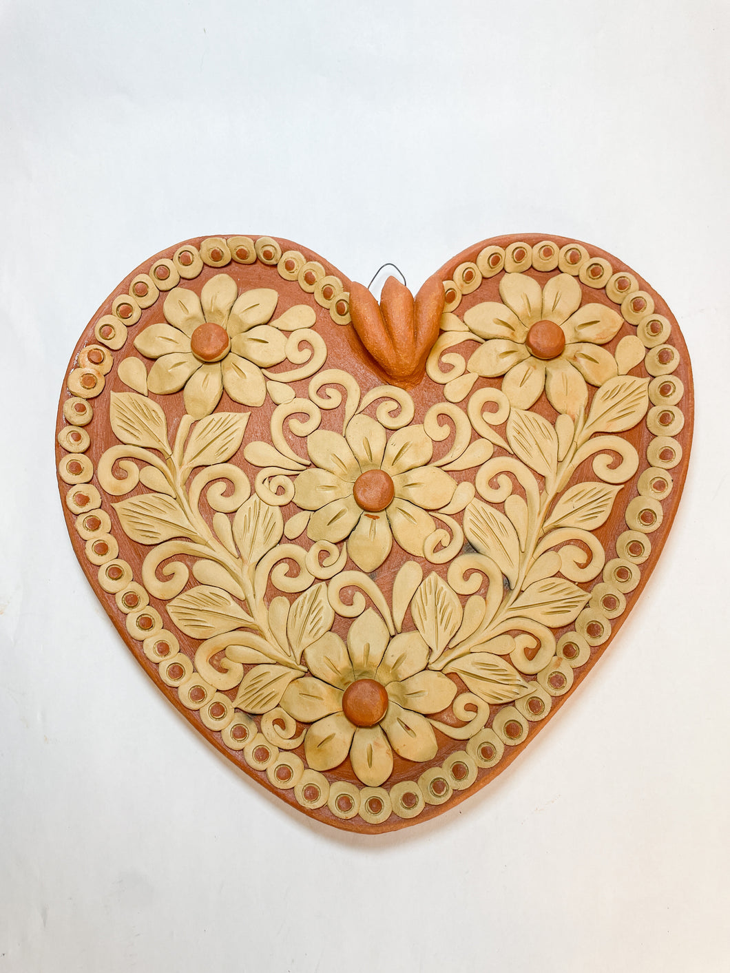 Oaxaca Wall Heart 9 INCHES Corazon de Barro Bordado De Pared