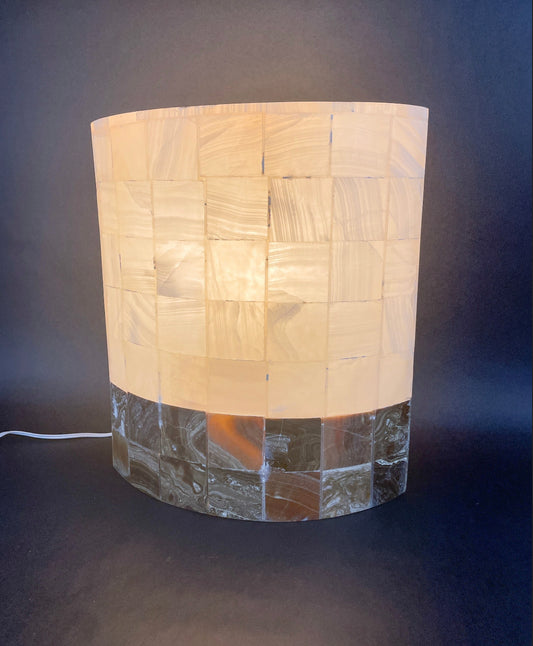 Banded Onyx Lamp Oval 14 Inch Two Tone Onyx Table Lamp