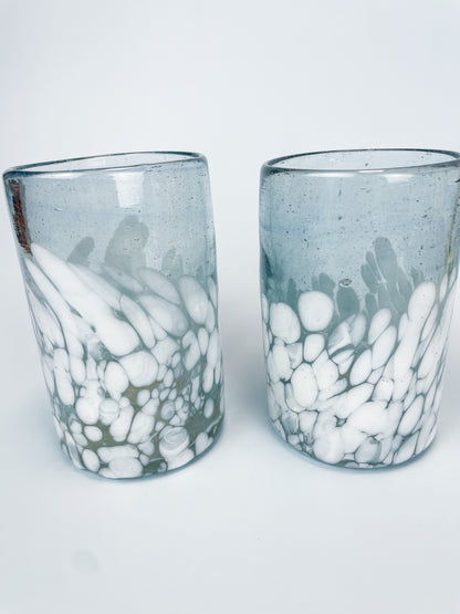 Mexican Glassware Tumblers 2pc Set Mexican Recycled Glass Mexican Confetti Glassware