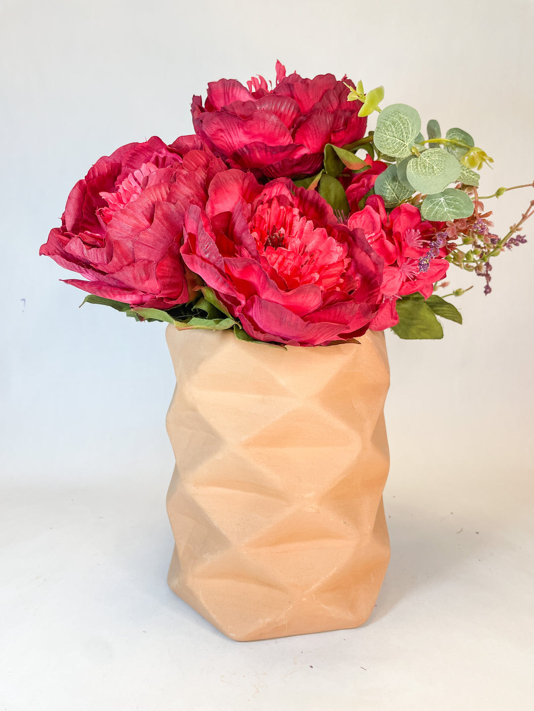 Terracotta Geometric Planter 8 Inches Flower Vase Terracotta Vase