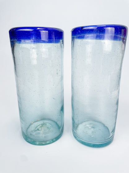 Mexican Glassware Tumblers 2pc Set Mexican Recycled Glass Mexican Confetti Glassware