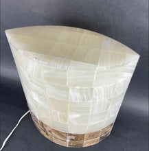 Load image into Gallery viewer, Banded Onyx Lamp Oval 14 Inch Two Tone Onyx Table Lamp
