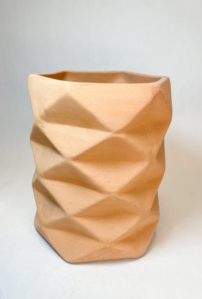 Terracotta Geometric Planter 8 Inches Flower Vase Terracotta Vase