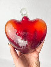 Load image into Gallery viewer, Mexican Glass Heart With Wall Metal Mount Cabo Hearts Blown Glass Hearts
