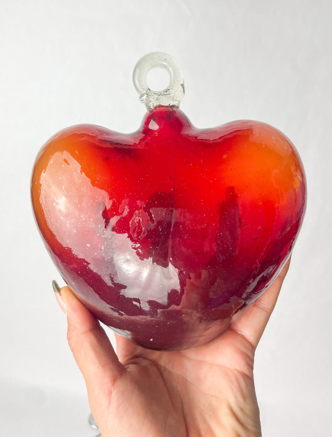 Mexican Glass Heart With Wall Metal Mount Cabo Hearts Blown Glass Hearts
