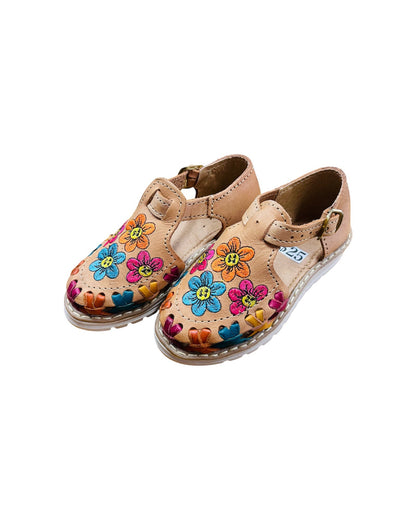 Mexican Girl Flower Leather Sandals - Huaraches Nina