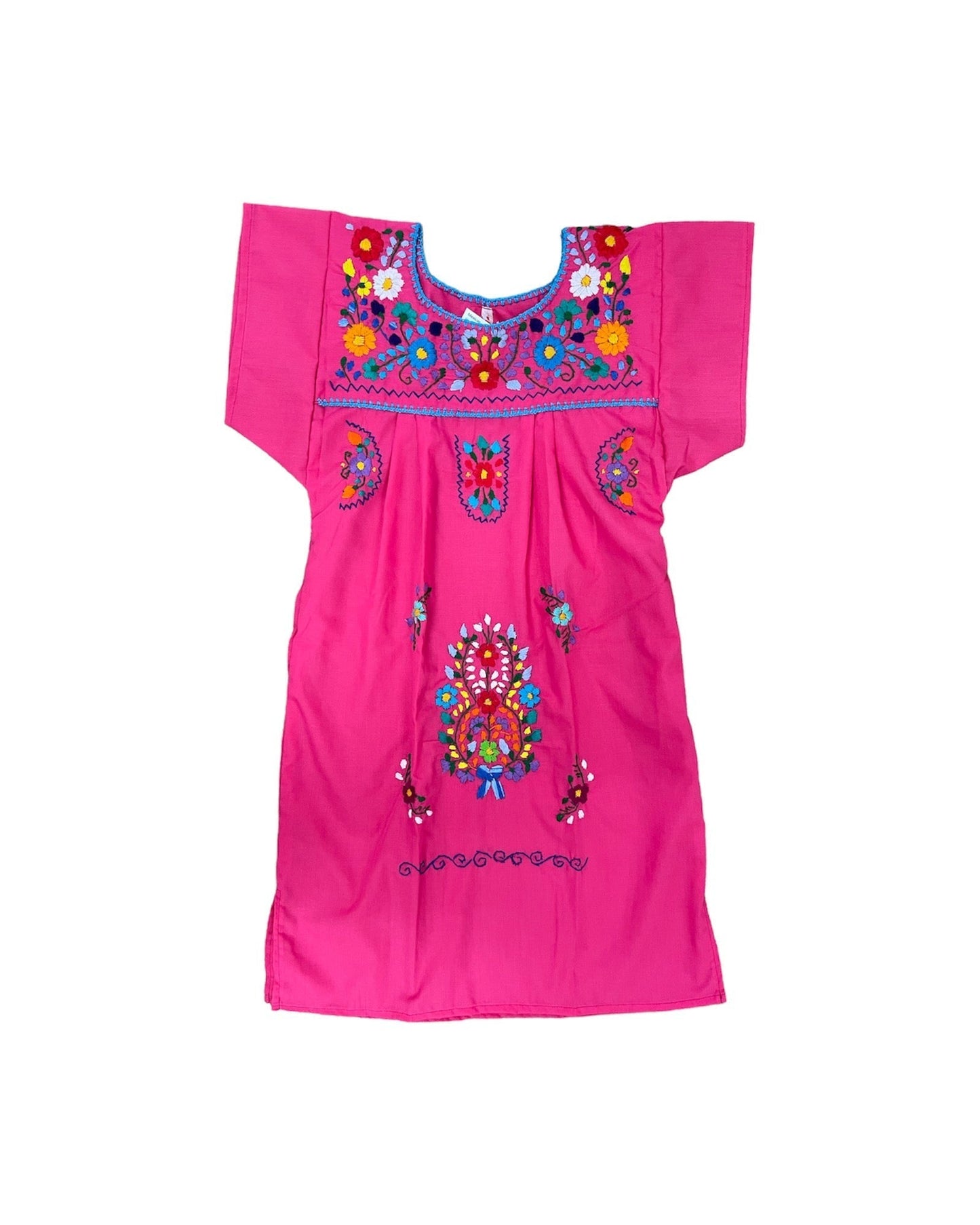 Mexican Puebla Dress for Girls Hot Pink - Vestido Nina Rosa