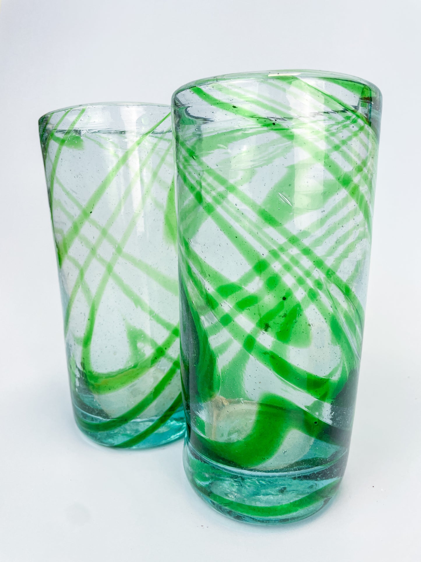 Mexican Glassware Tumblers 2pc Set Mexican Recycled Glass Mexican Confetti Glassware