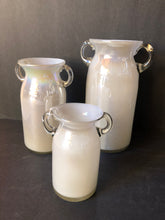 Load image into Gallery viewer, Mexican Glass Milk Jug Vase Silver Vase
