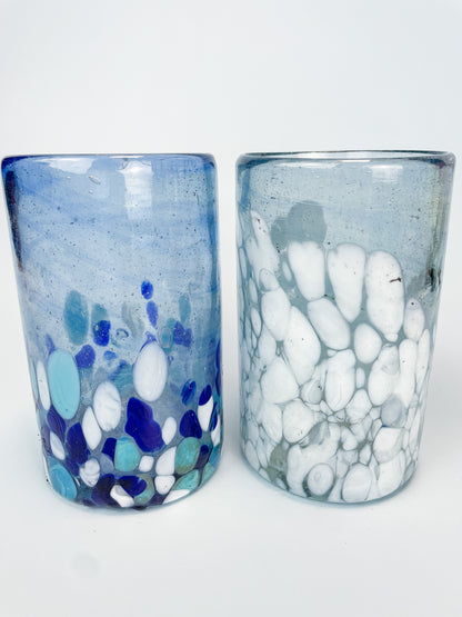 Mexican Glassware Tumblers 2pc Set Mexican Recycled Glass Mexican Confetti Glassware