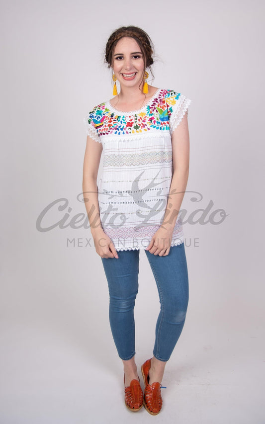 Oaxaca Paloma White Blouse - Blusa Blanca Oaxaca