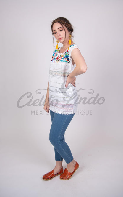 Oaxaca Paloma White Blouse - Blusa Blanca Oaxaca