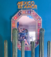 Load image into Gallery viewer, Mexican Punched Tin Mirror 31 INCHES Talavera Tiles Mexican Tiles Mirror

