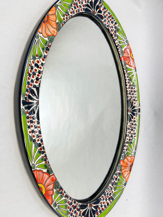 Talavera Mexican Mirror Oval Mirror 25 Inches Wall Decor Mexican Espejo Talavera