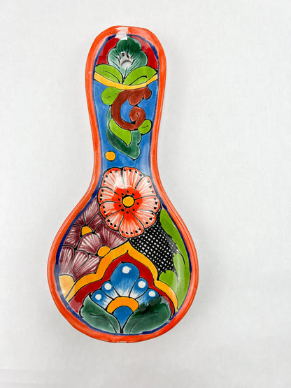 Talavera Spoon Rest 10” Blue Multicolor Beautiful Design Hand Painted Wall Decoration Kitchen