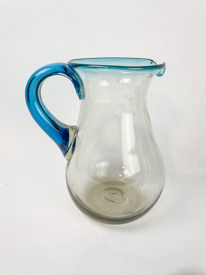 Mexican Glass Pitcher Handblown Glass Pitcher