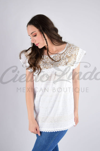 Oaxaca Paloma White Blouse - Blusa Blanca Oaxaca