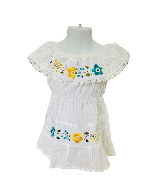 Campesina Dress for Girls White - Vestido Blanco Nina