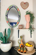 Load image into Gallery viewer, Talavera Mexican Mirror Oval Mirror 25 Inches Wall Decor Espejo Talavera
