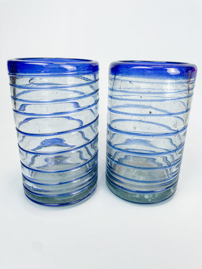 Mexican Glassware Tumblers 2pc Set Mexican Recycled Glass Mexican Confetti Glassware