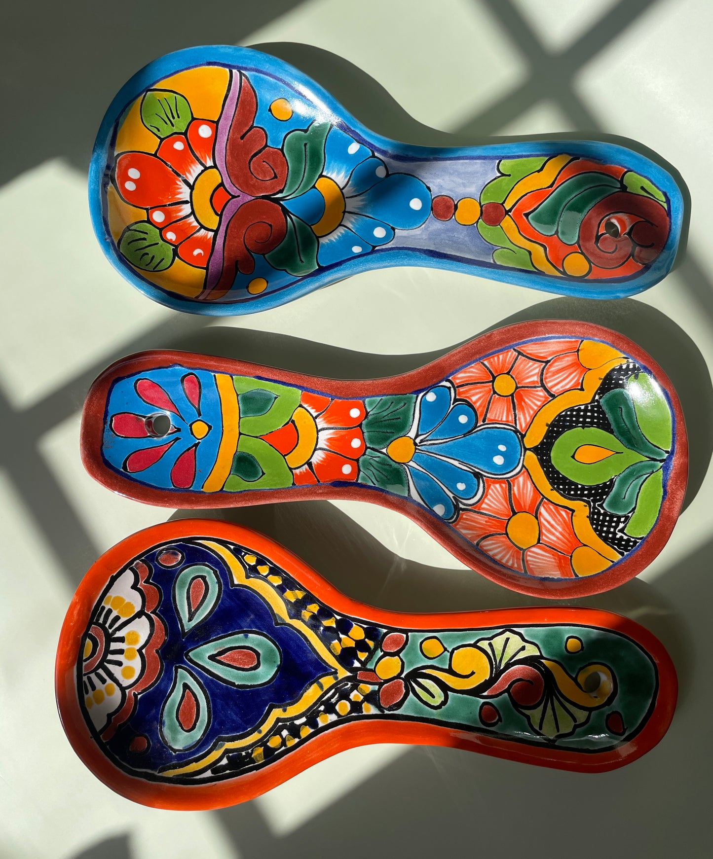 Talavera Spoon Rest 10” Blue Multicolor Beautiful Design Hand Painted Wall Decoration Kitchen