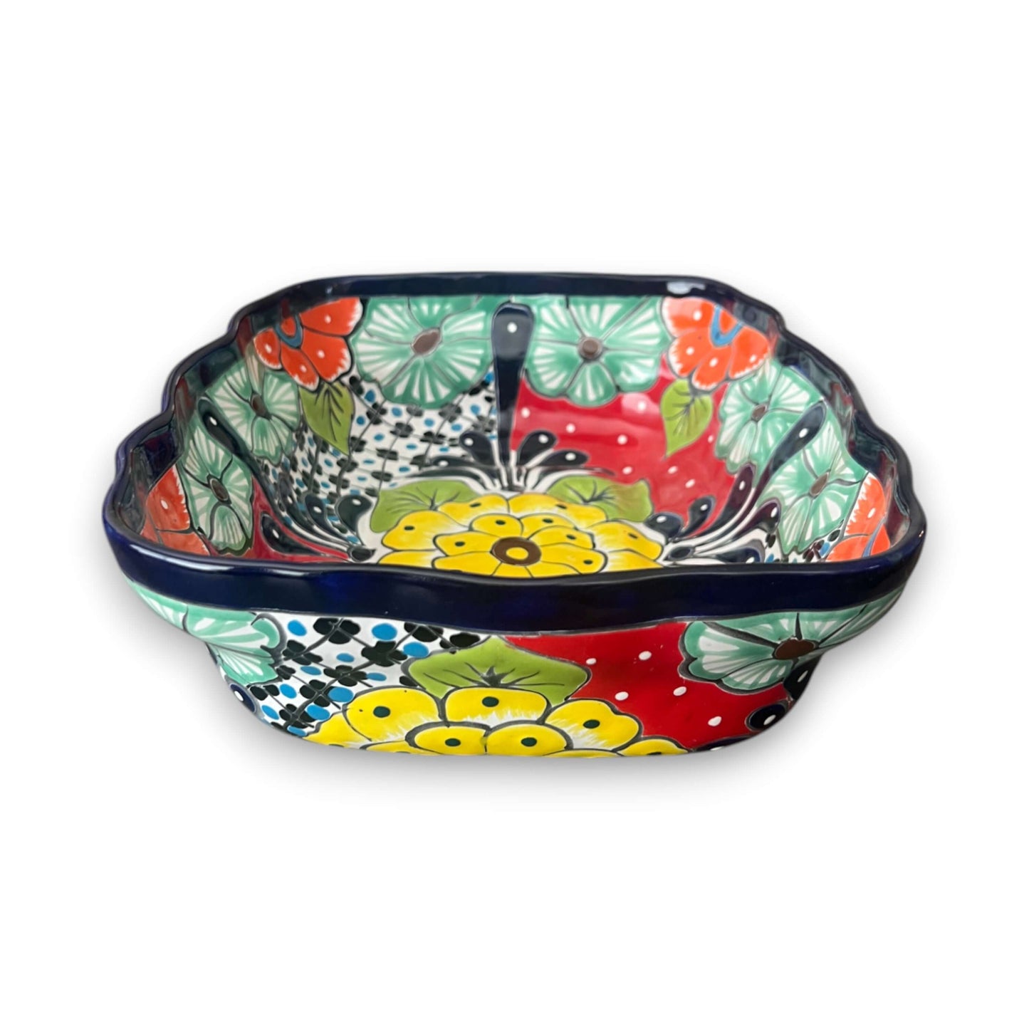 Talavera Serving Dish Salad Bowl| Large Hand-Painted Mexican Ceramic Bowl