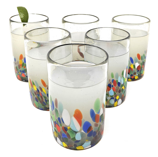Confetti Carmen Design Drinking Glasses - Set of 6 (14 oz each)