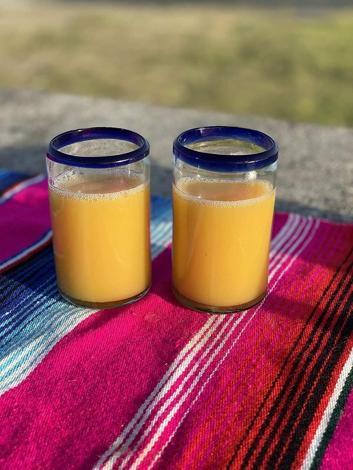 Cobalt Blue Rim Juice Glasses - Set of 6 (8 oz each)