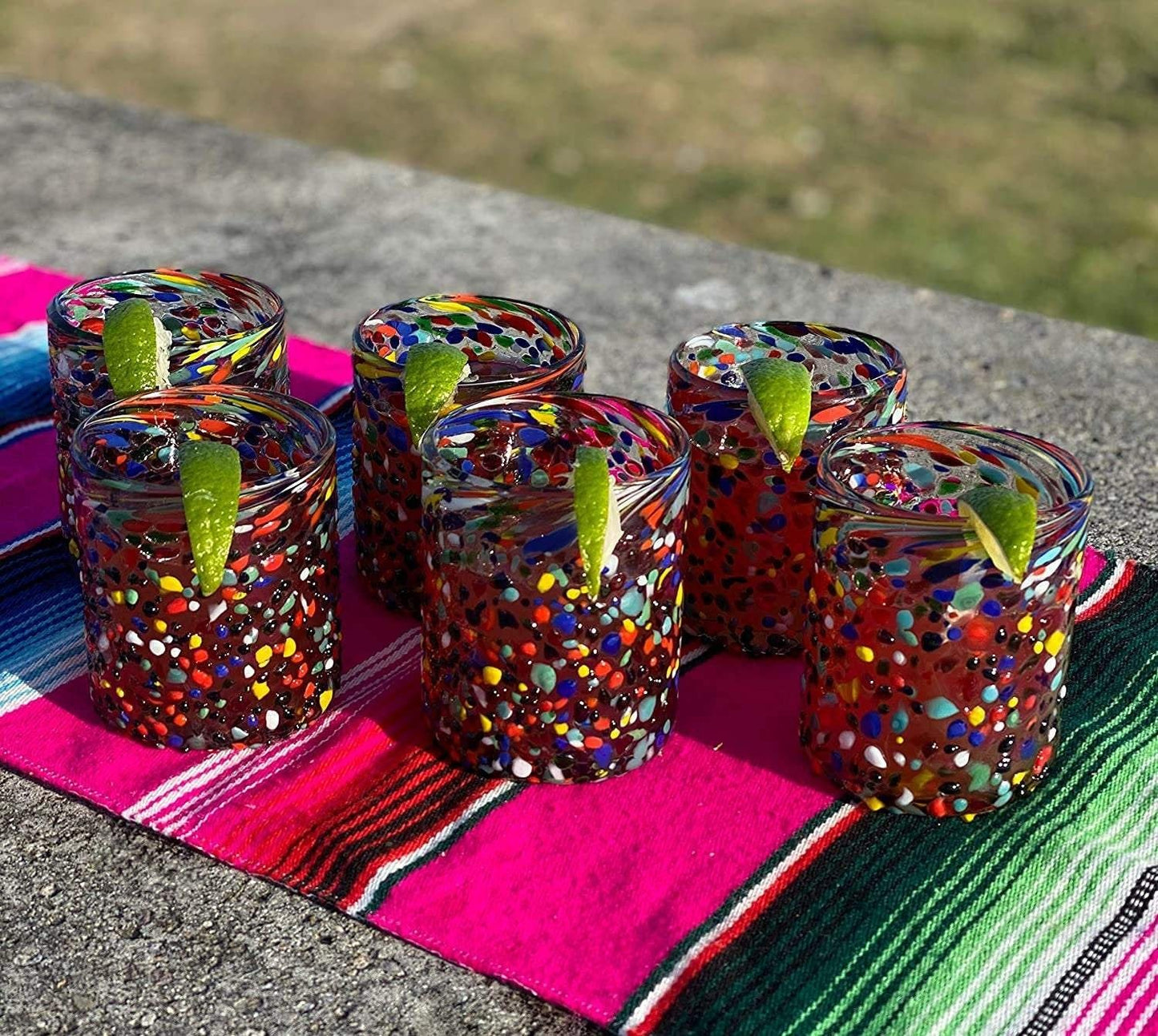 Confetti Rock Tumbler Glasses - Set of 6 (10 oz each)