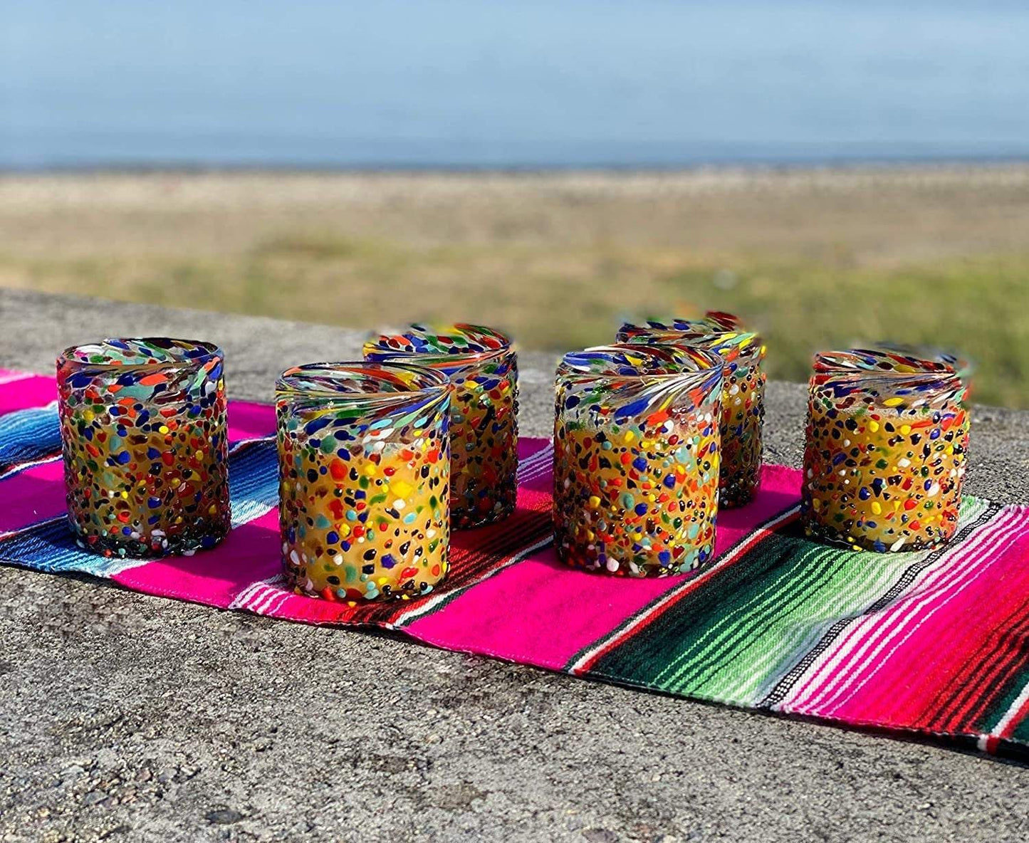 Confetti Rock Tumbler Glasses - Set of 6 (10 oz each)