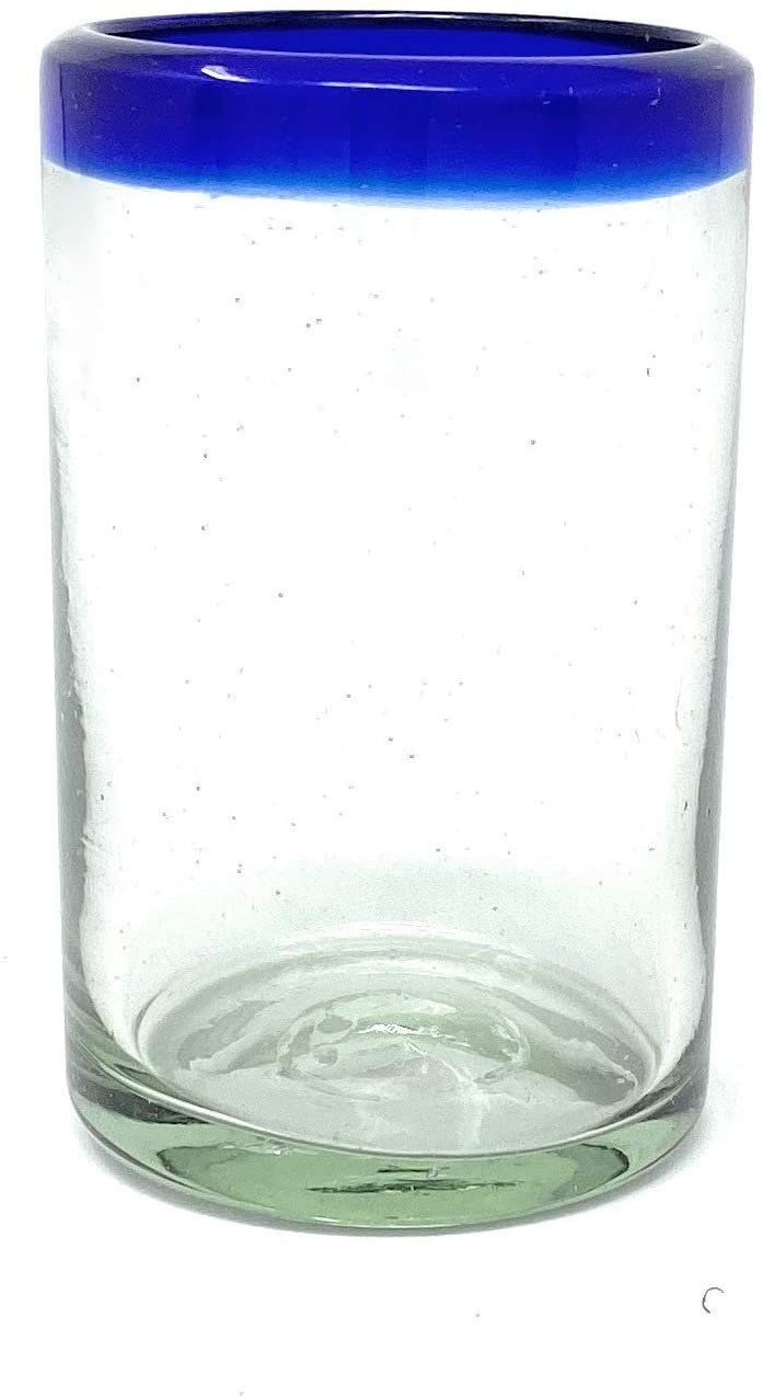 Cobalt Blue Rim Juice Glasses - Set of 6 (8 oz each)