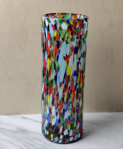 Mexican Hand Blown Glass Vase (11.5" x 4") – Confetti Carmen Colorful Flower Vase