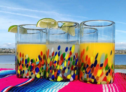 Confetti Carmen Design Drinking Glasses - Set of 6 (14 oz each)