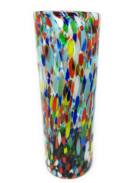 Mexican Hand Blown Glass Vase (11.5" x 4") – Confetti Carmen Colorful Flower Vase