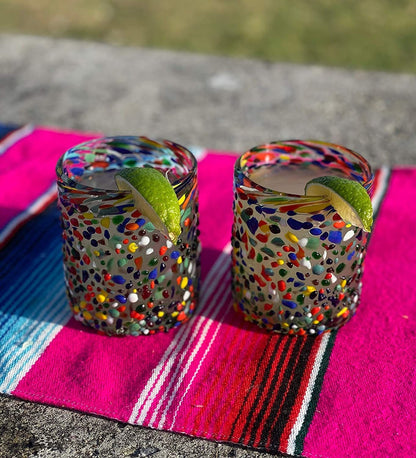 Confetti Rock Tumbler Glasses - Set of 6 (10 oz each)