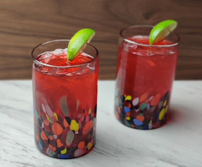 Confetti Carmen Design Drinking Glasses - Set of 6 (14 oz each)