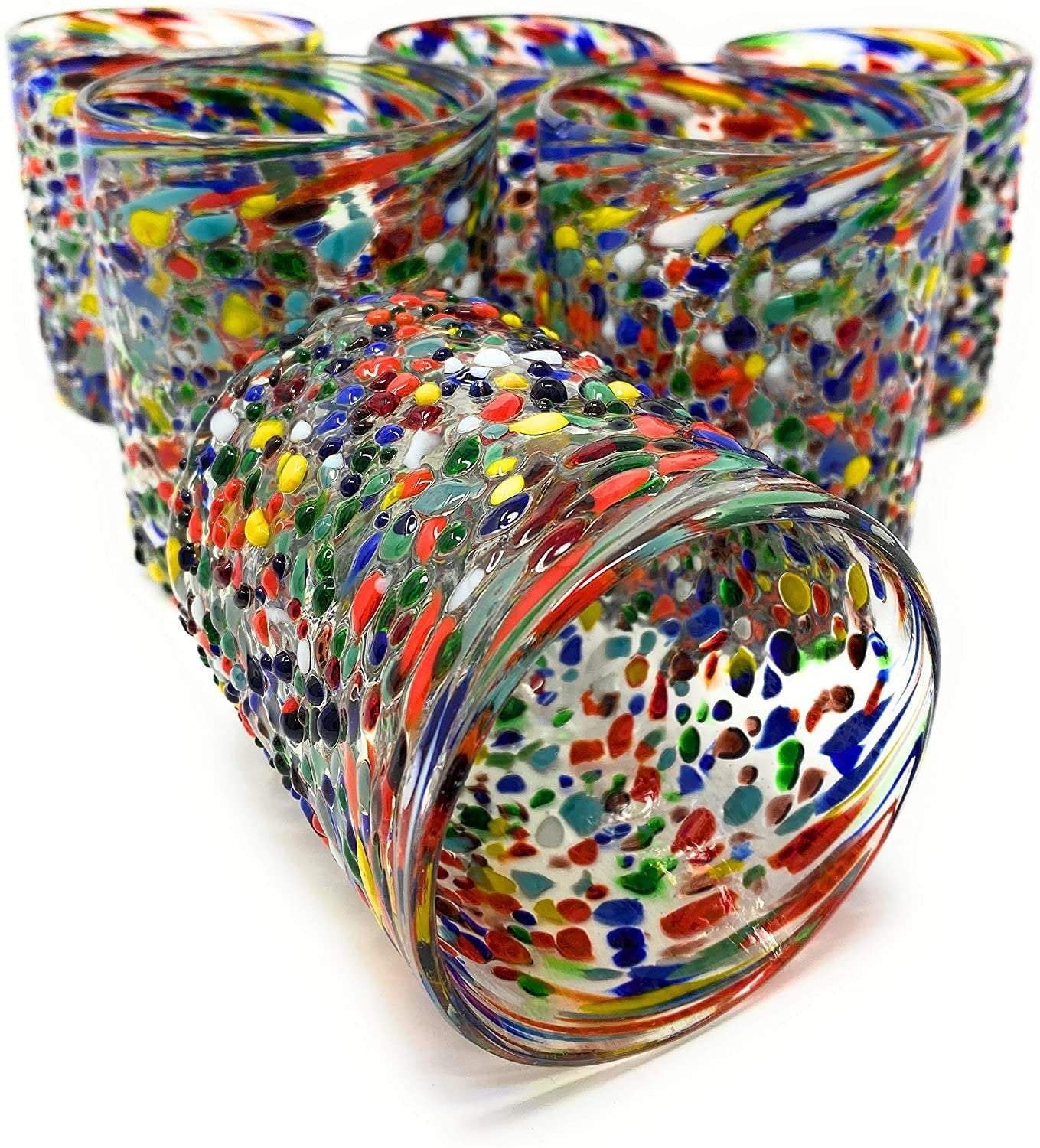 Confetti Rock Tumbler Glasses - Set of 6 (10 oz each)