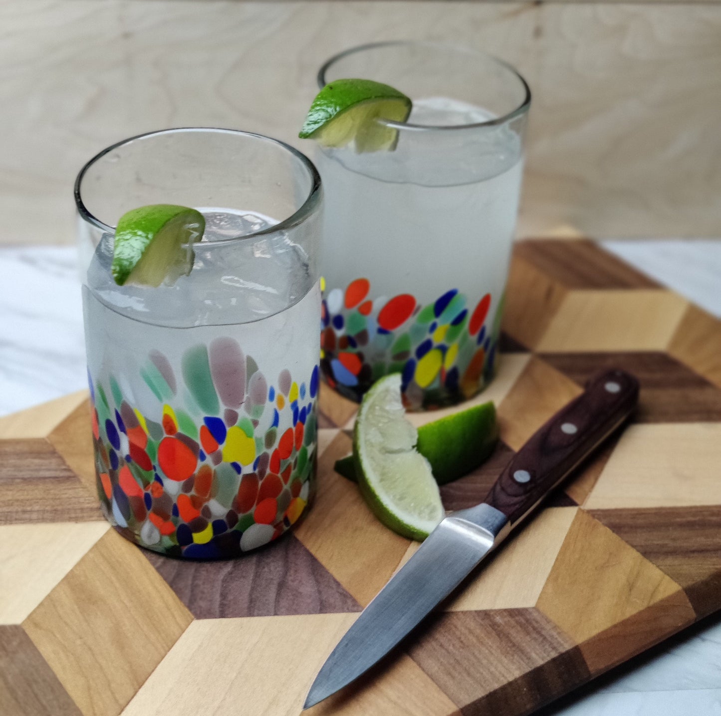 Confetti Carmen Design Drinking Glasses - Set of 6 (14 oz each)