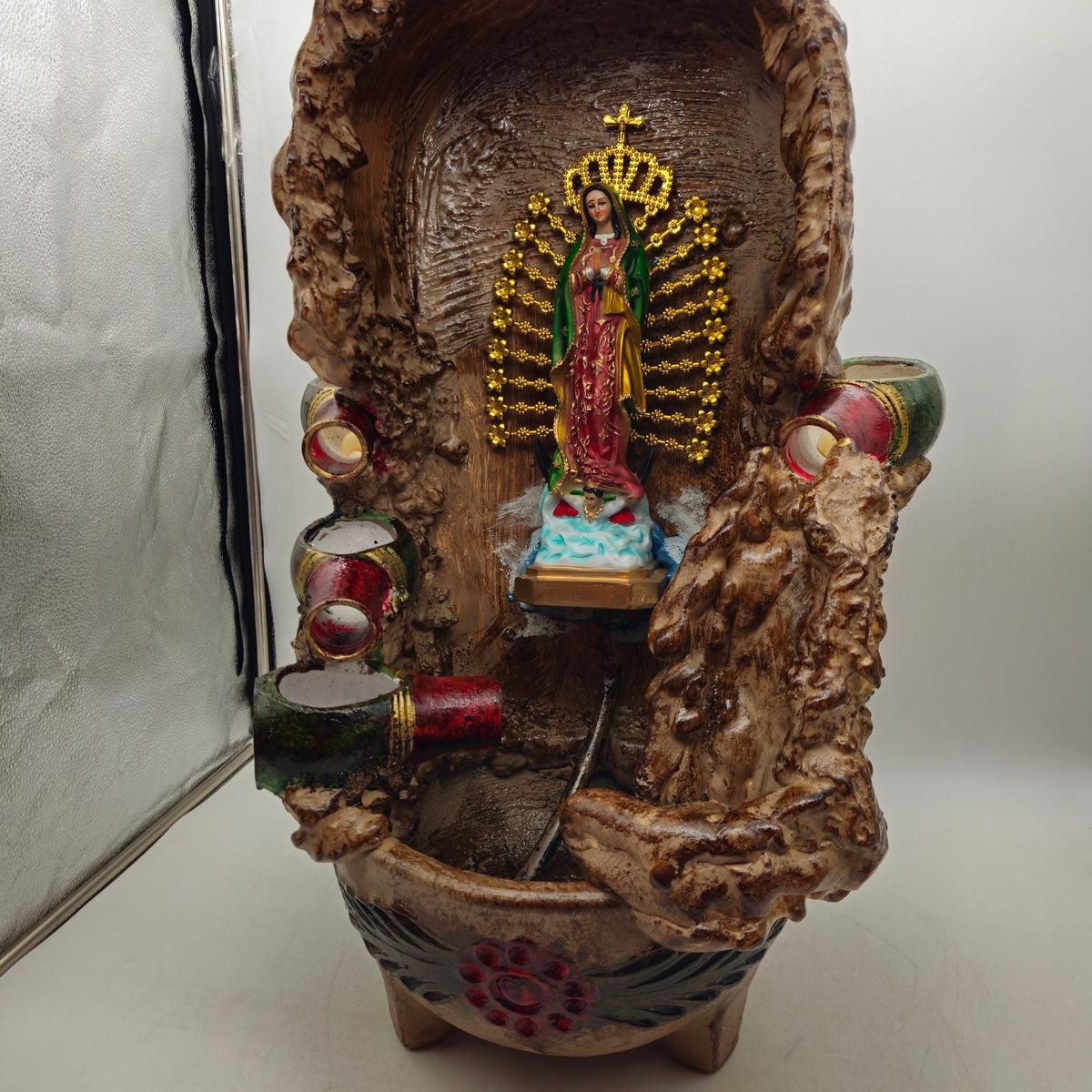 Handcrafted Mexican Outdoor Fountain | Painted Traditional Water Feature