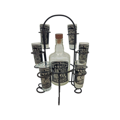 Mexican Tequila Decanter Set | Handmade Metal Holder