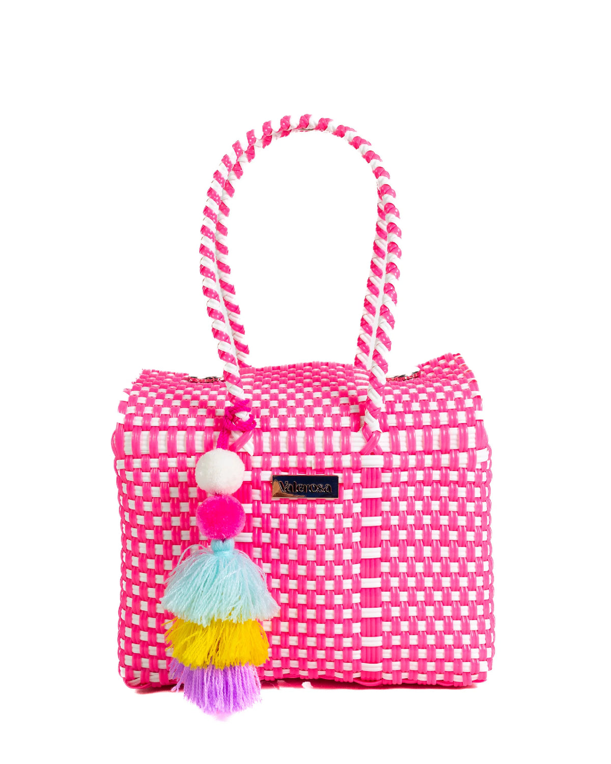 Neon Pink and White Checkered Mini Purse