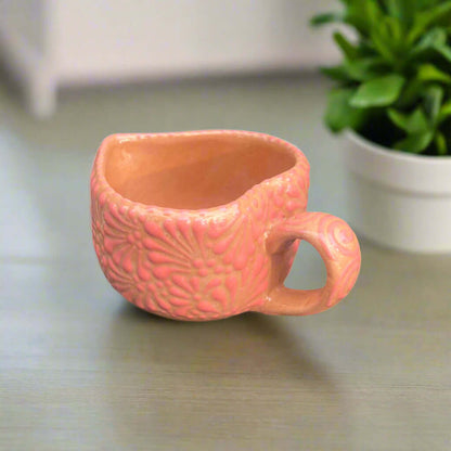Talavera Heart Mug | Hand-Painted Pink Mexican Coffee Cup