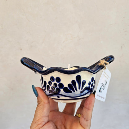 Blue Talavera Cazuelita Scented Candle Mexican Candle