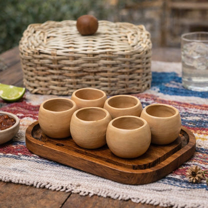 Mexican Clay Shot Glass Set 8pc - Seis Copitas Set Tequilero