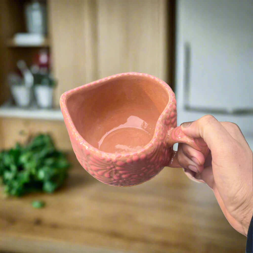 Talavera Heart Mug | Hand-Painted Pink Mexican Coffee Cup