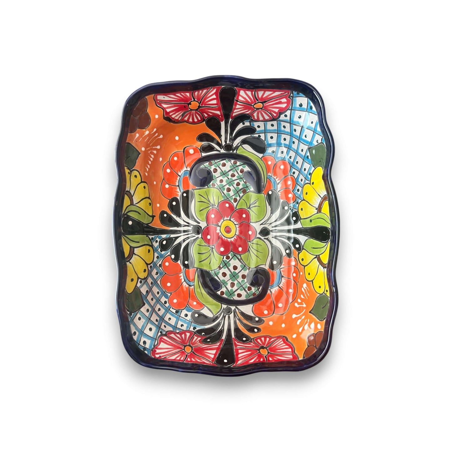 Talavera Serving Dish Salad Bowl| Large Hand-Painted Mexican Ceramic Bowl