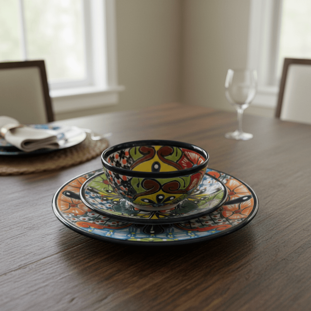 Talavera Dinnerware Set | 33-Piece Mexican Dish Set for 8